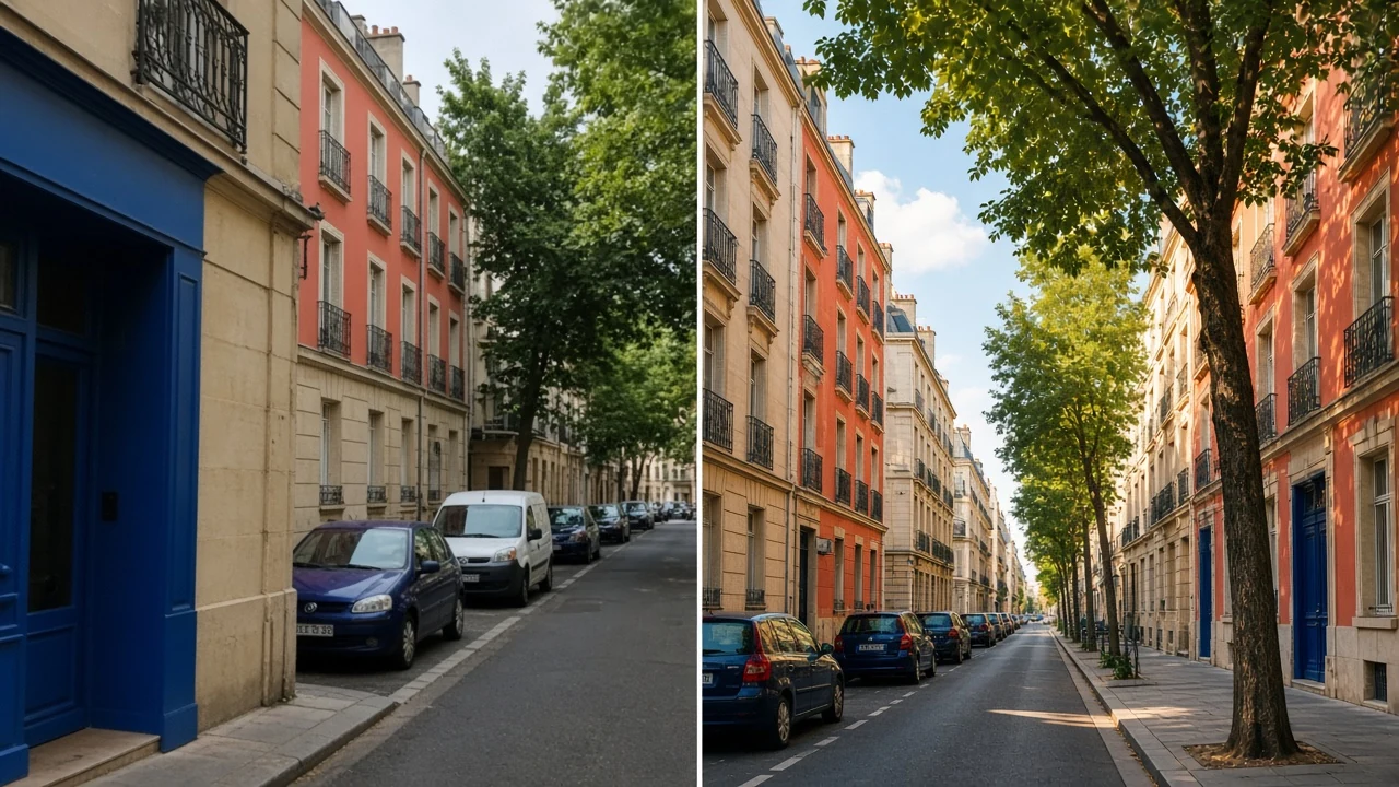 Deux cadrages d'une rue montrant l'effet de la lumière et de la composition
